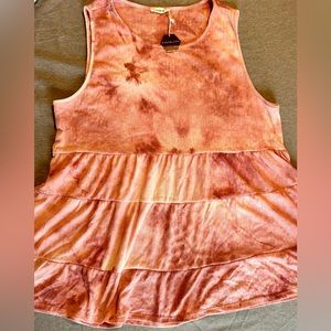 PinkBlush maternity pink tie dye tiered tank